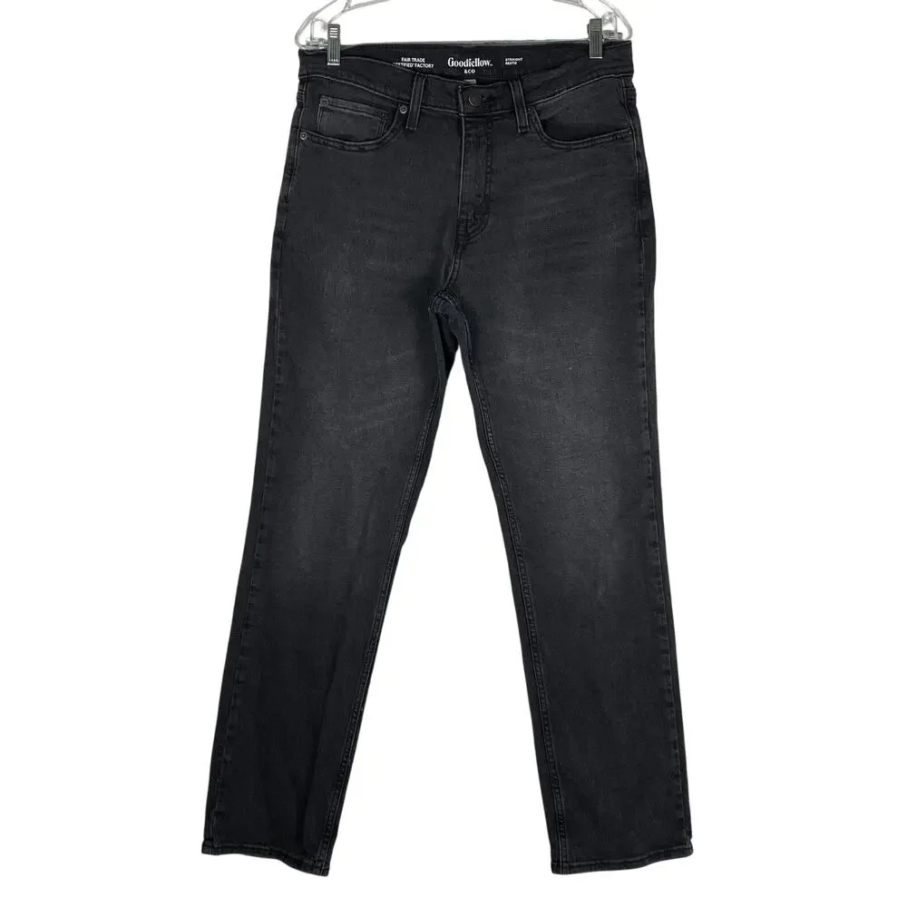 Goodfellow & Co Black Gray Straight Jeans Mens 31x31 Capsule Minimalist Stretch